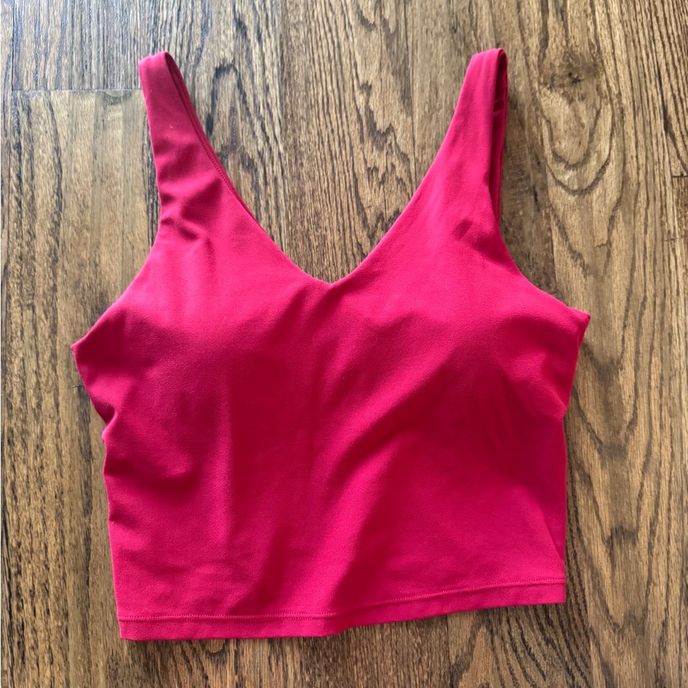 Athleta Red Transcend V Neck Sports Crop Bra Size Medium A-C Cup